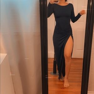 Navy blue slit dress